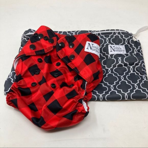 Cloth Diaper Red Buffalo Plaid - Picture 2 of 7